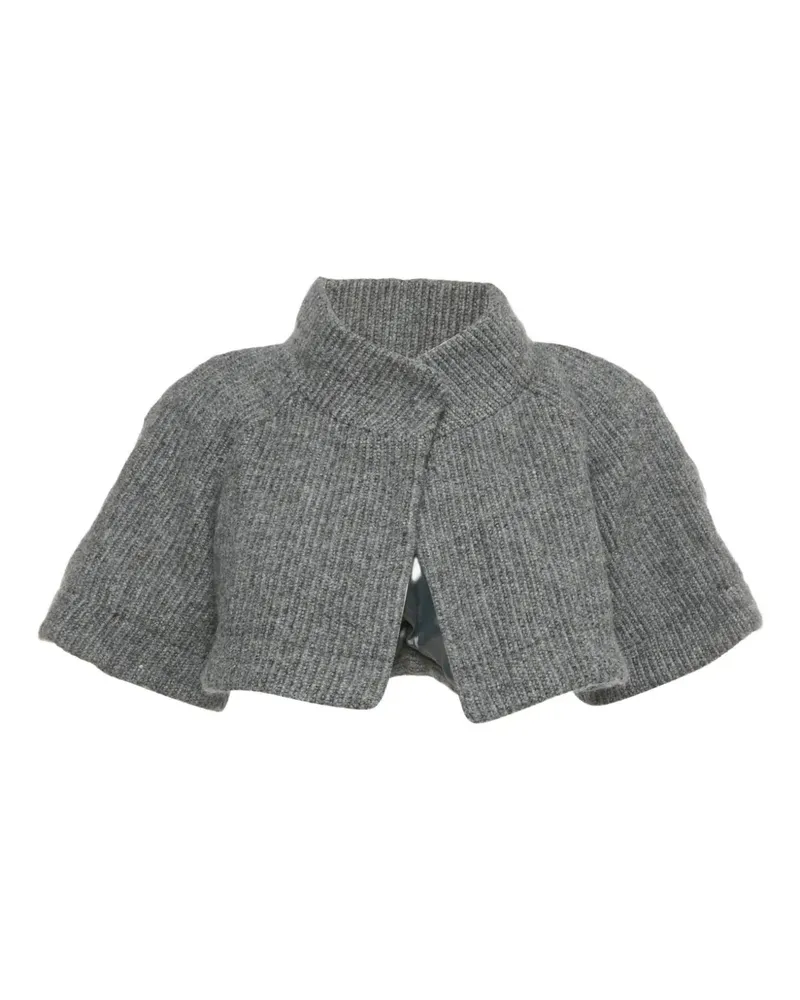 Theory Geripptes Strickoberteil mit Cape - Grau Grau