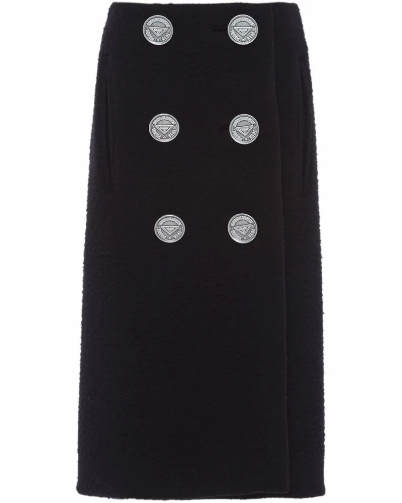 Prada Midirock mit Knopfdetail - Schwarz Schwarz