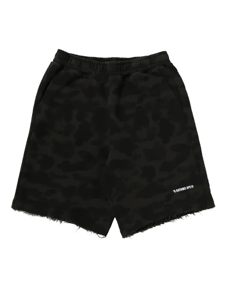 BAPE 1st Camo Heavy Washed relaxed-fit raw-edge cotton shorts - Schwarz Schwarz