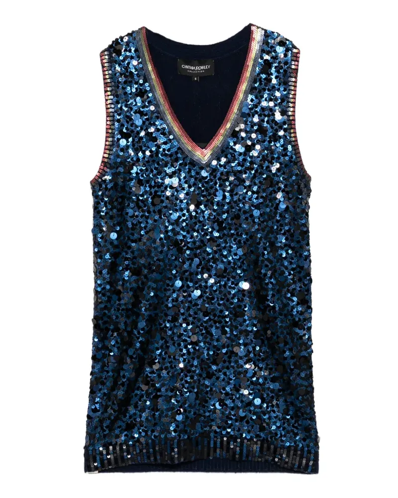 Cynthia Rowley Top mit Pailletten - Blau Blau