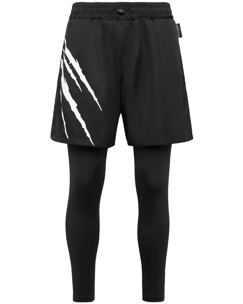Philipp Plein Jogginghose im Layering-Look mit Print - Schwarz Schwarz