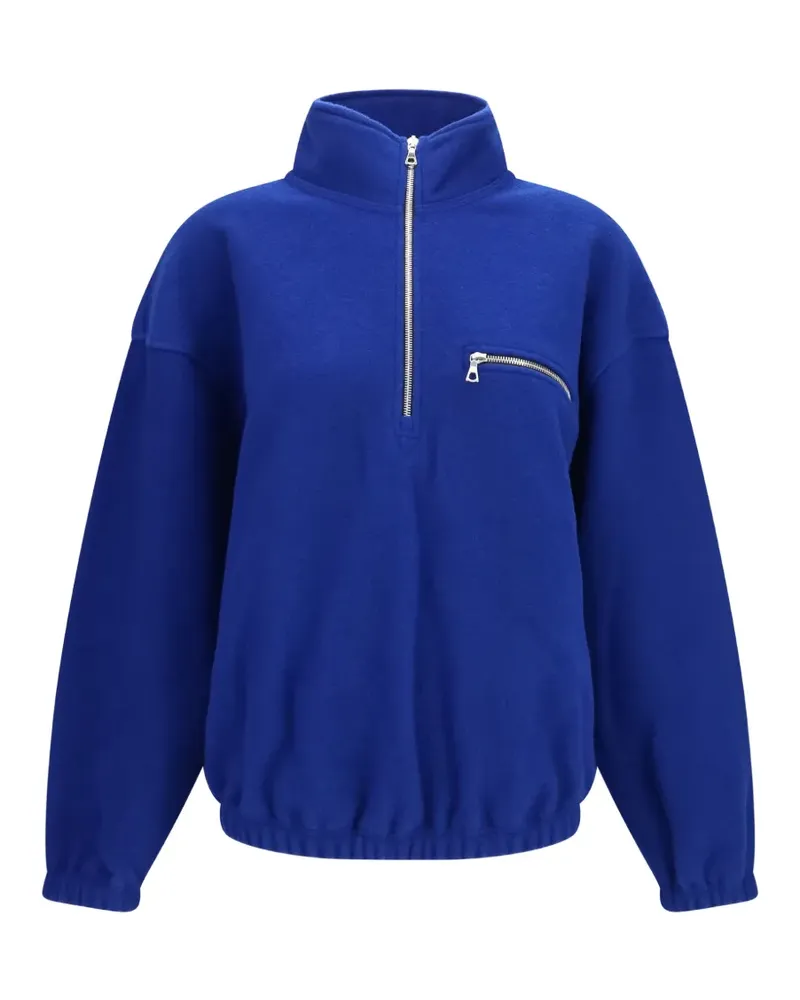 Rier Fleecepullover mit kurzem Reißverschluss - Blau Blau