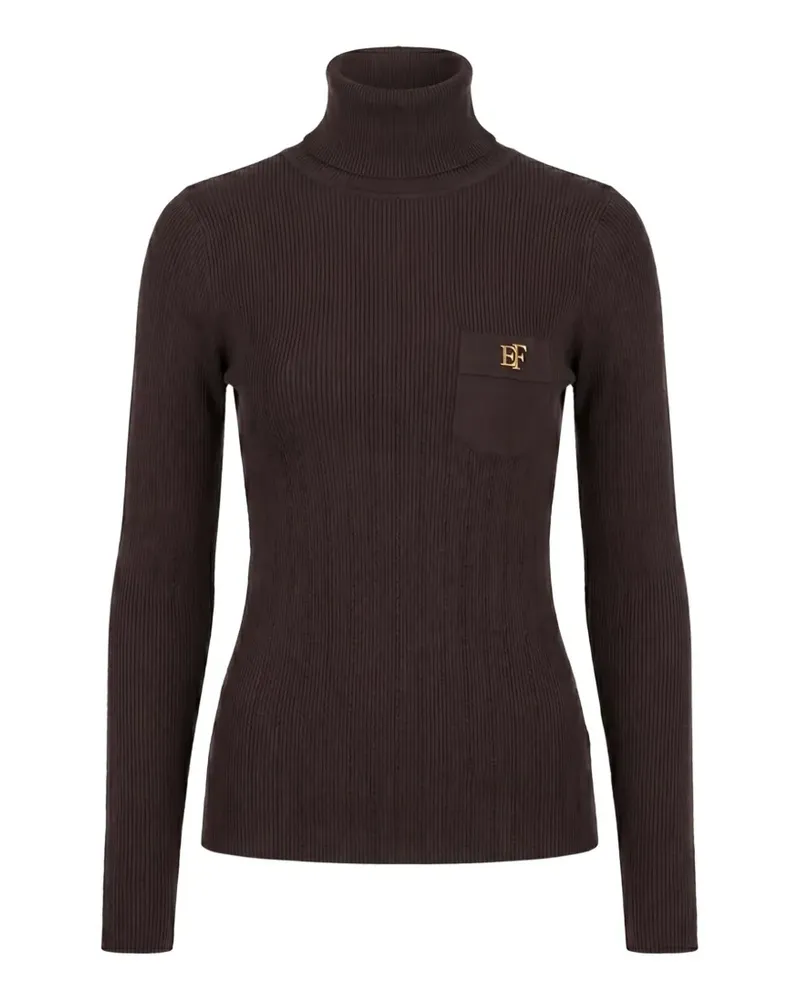 Elisabetta Franchi Gerippter Rollkragenpullover - Braun Braun