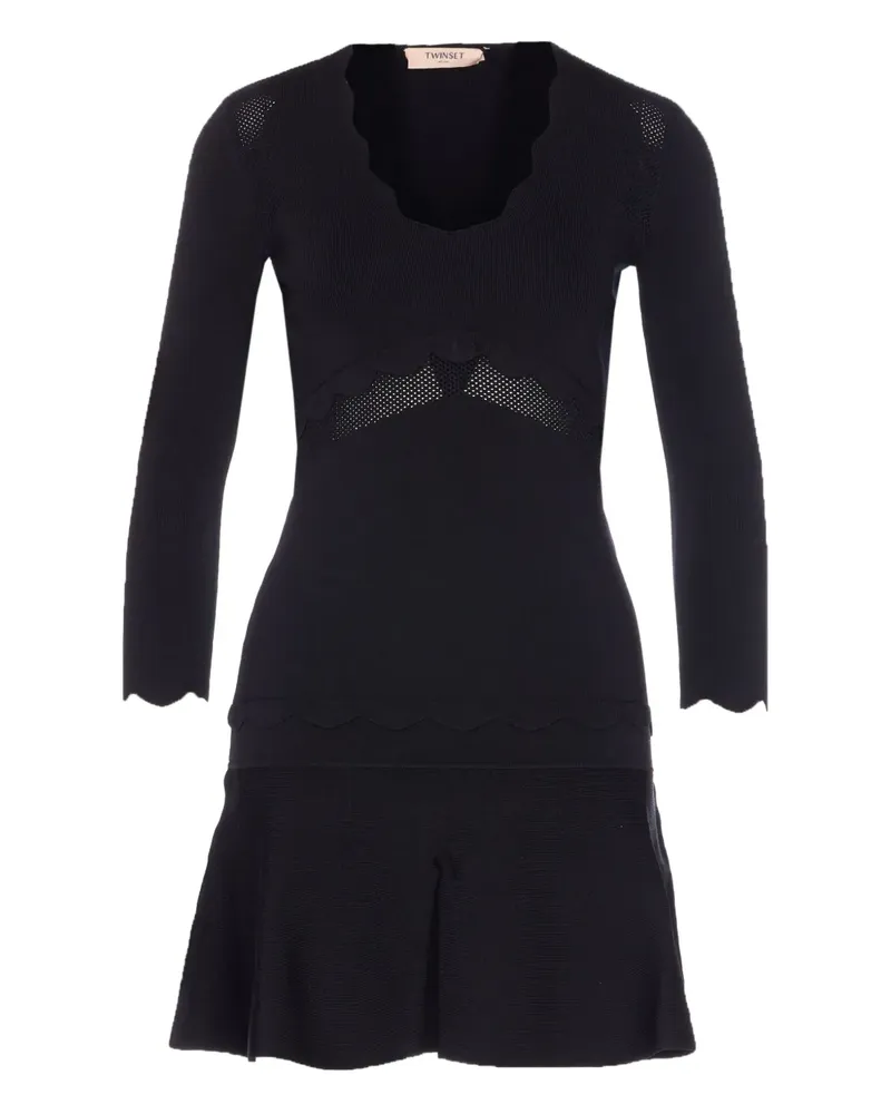 Twin-Set Kleid mit V-Ausschnitt - Schwarz Schwarz