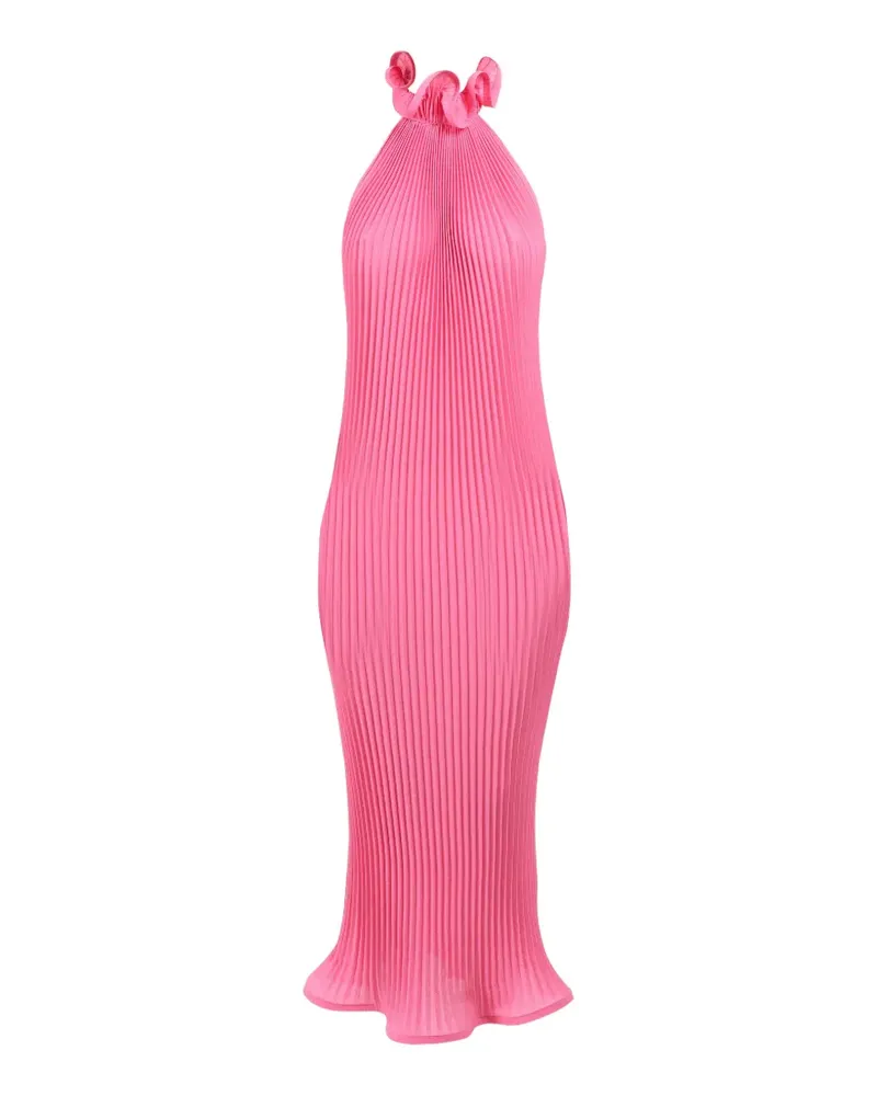 Rowen Rose Rollkragen-Maxikleid mit Falten - Rosa Rosa