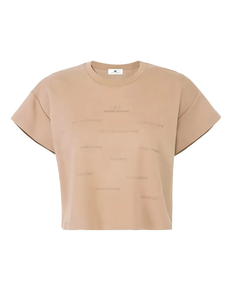 Elisabetta Franchi lettering-patch T-shirt - Nude Nude