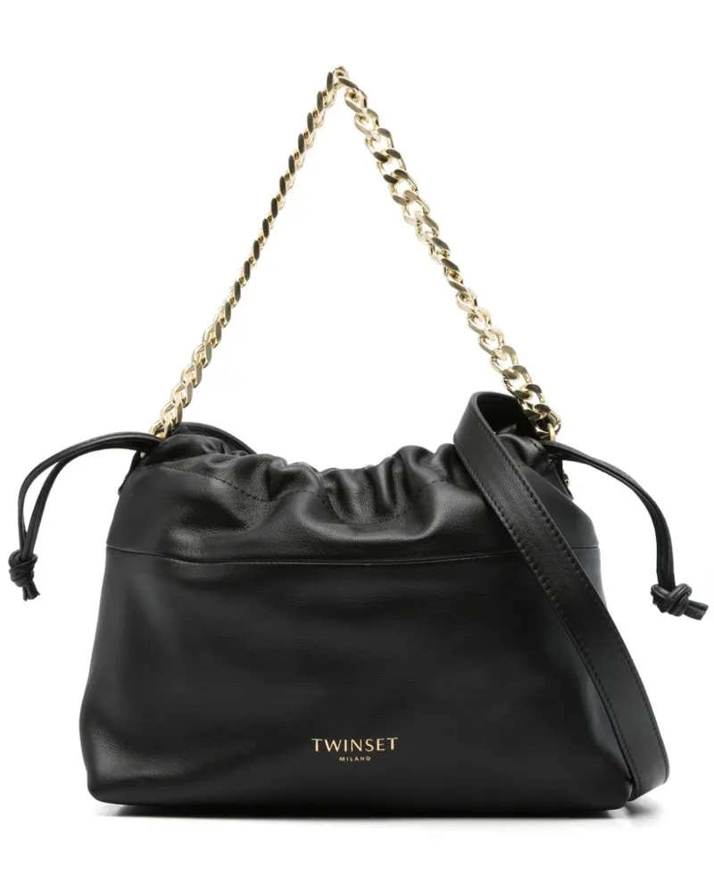 Twin-Set Handtasche mit Zierkette Schwarz