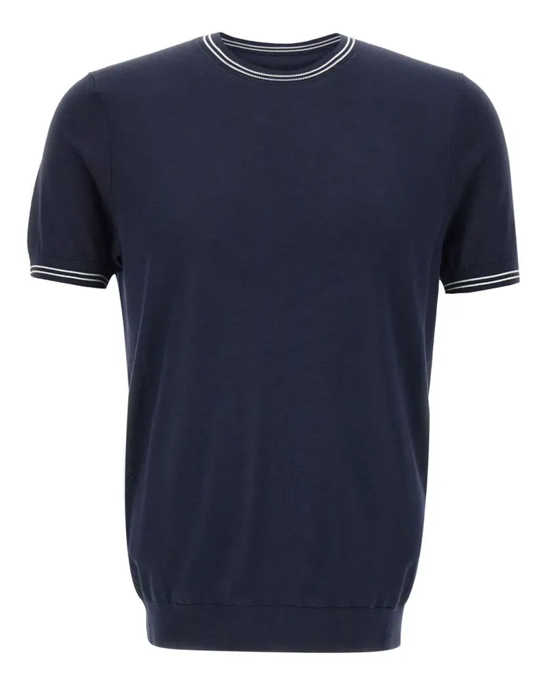 Diktat T-Shirt mit Streifenbesatz - Blau Blau