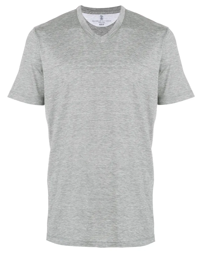 Brunello Cucinelli T-Shirt mit V-Ausschnitt - Grau Grau