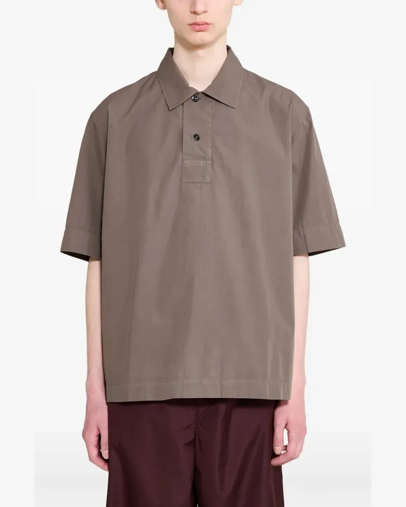 Margaret Howell MHL Offset Placket Poloshirt - Braun Braun