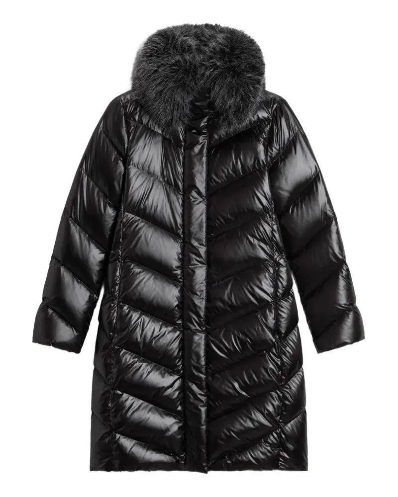 Woolrich Steppjacke mit Pelzbesatz - Schwarz Schwarz