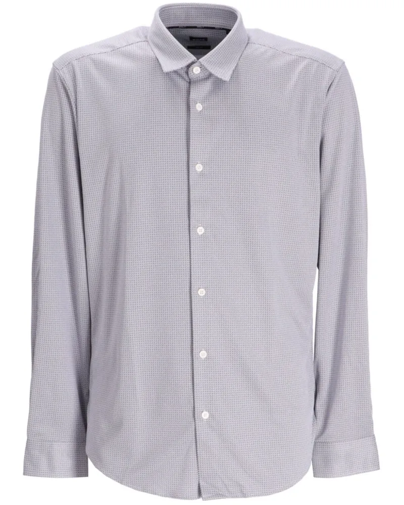 HUGO BOSS Mikro-Kariertes Hemd aus Stretch-Jersey - Grau Grau