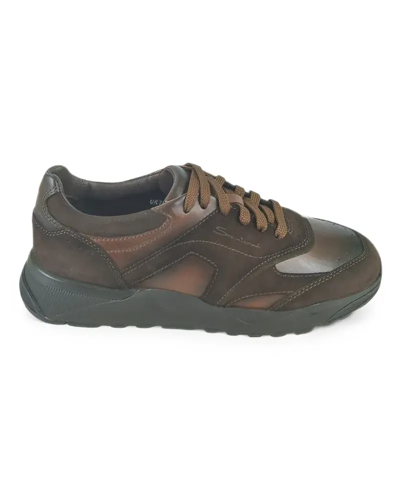 Santoni panelled leather sneakers - Braun Braun