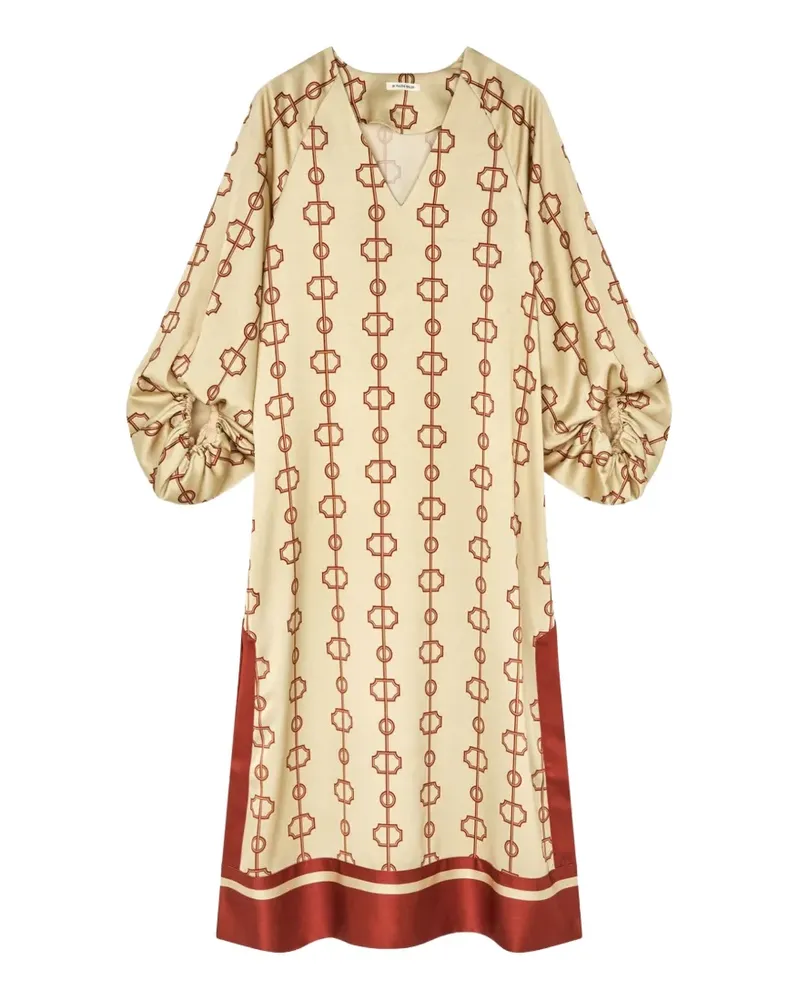 By Malene Birger Semira Midikleid mit Parisian Scarf Print - Nude Nude