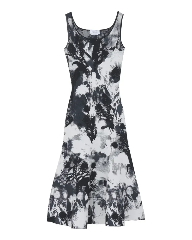 Alexander McQueen Ärmelloses Kleid mit Blumen-Intarsie - Schwarz Schwarz
