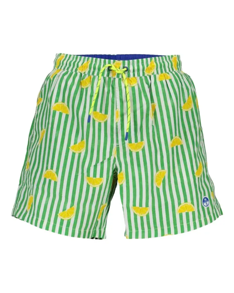 North Sails lemon-print striped swim shorts - Grün Grün