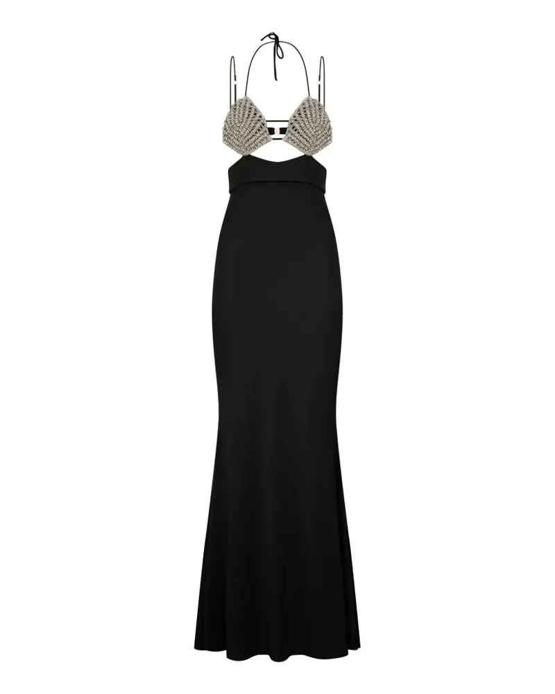 HIBOURAMA Venere Maxikleid mit Kristallen - Schwarz Schwarz