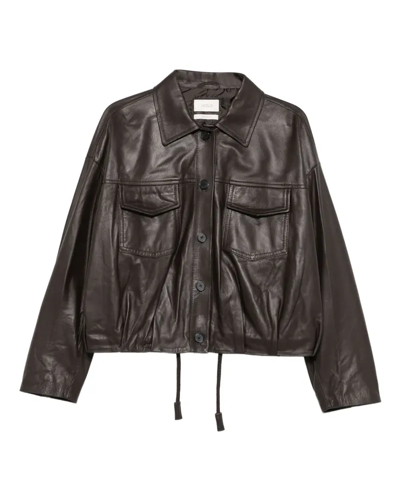 VICOLO Lederjacke mit Kordelzug - Braun Braun