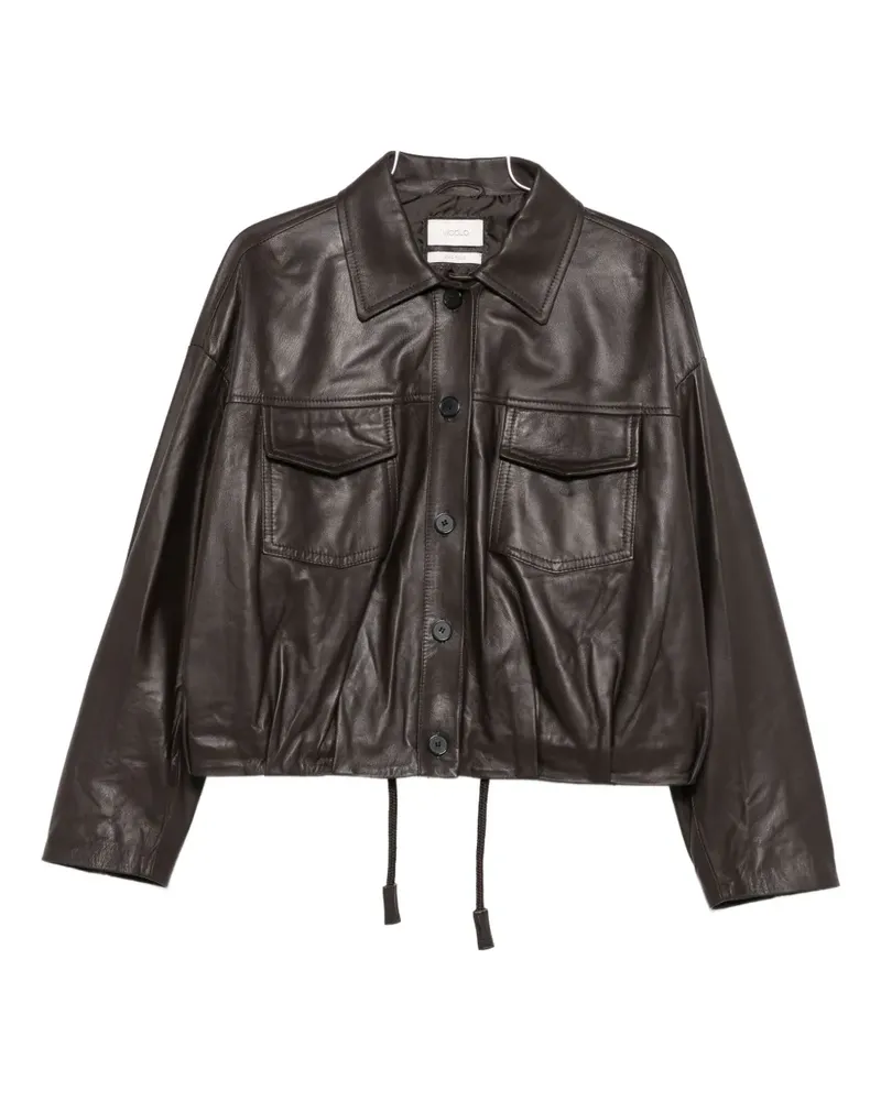 VICOLO Lederjacke mit Kordelzug - Braun Braun
