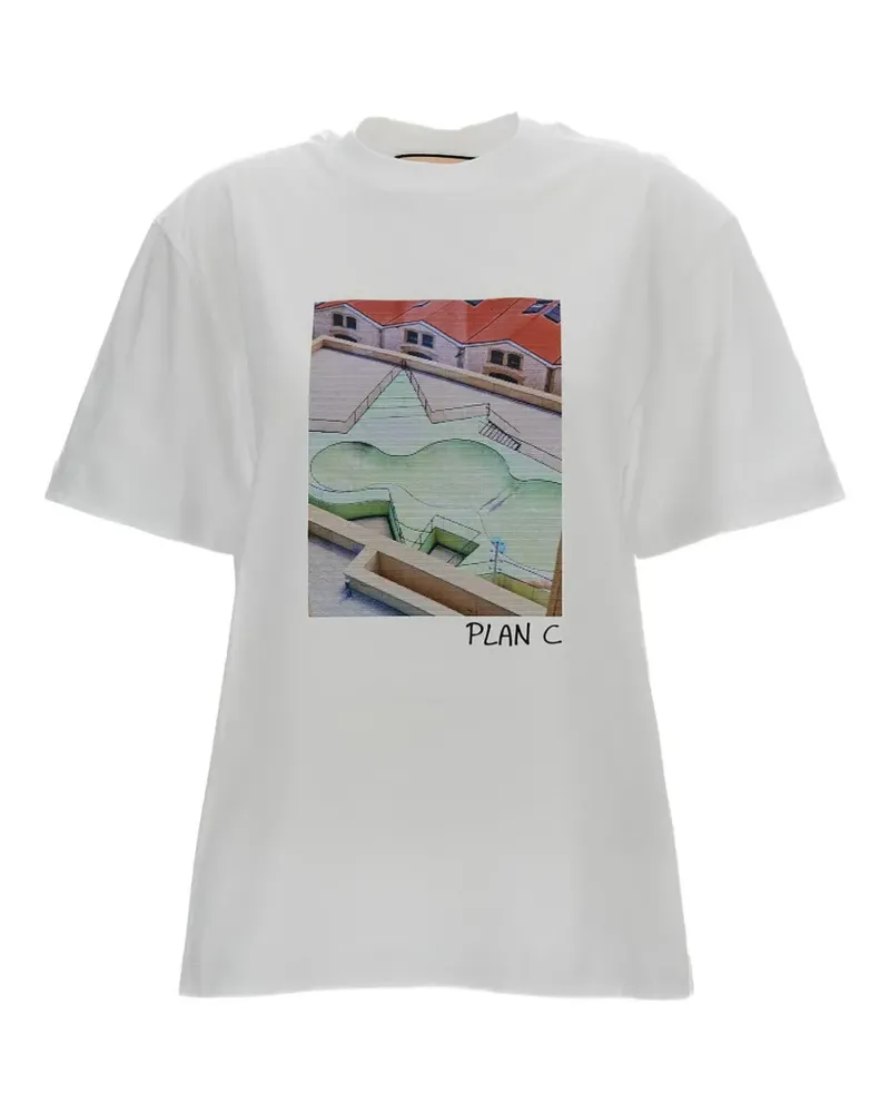 PLAN C T-Shirt mit grafischem Print - Weiß Weiß