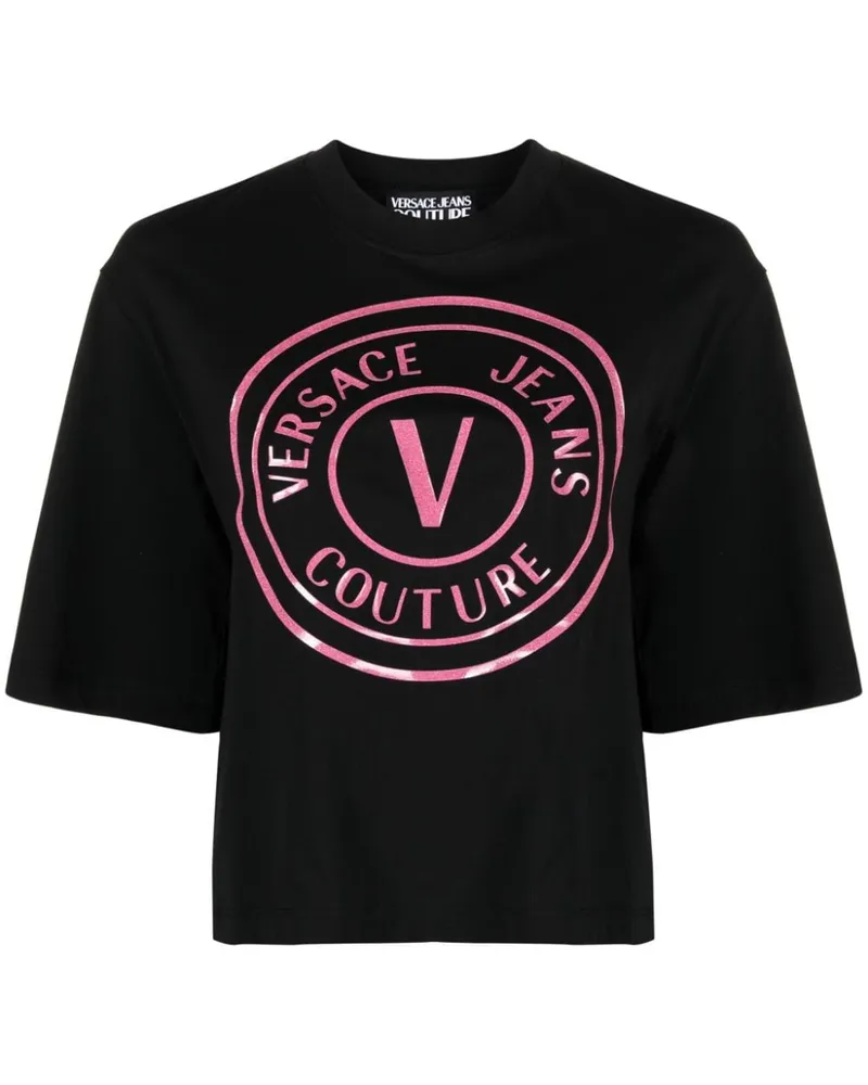 Versace Jeans T-Shirt mit Glitter Schwarz