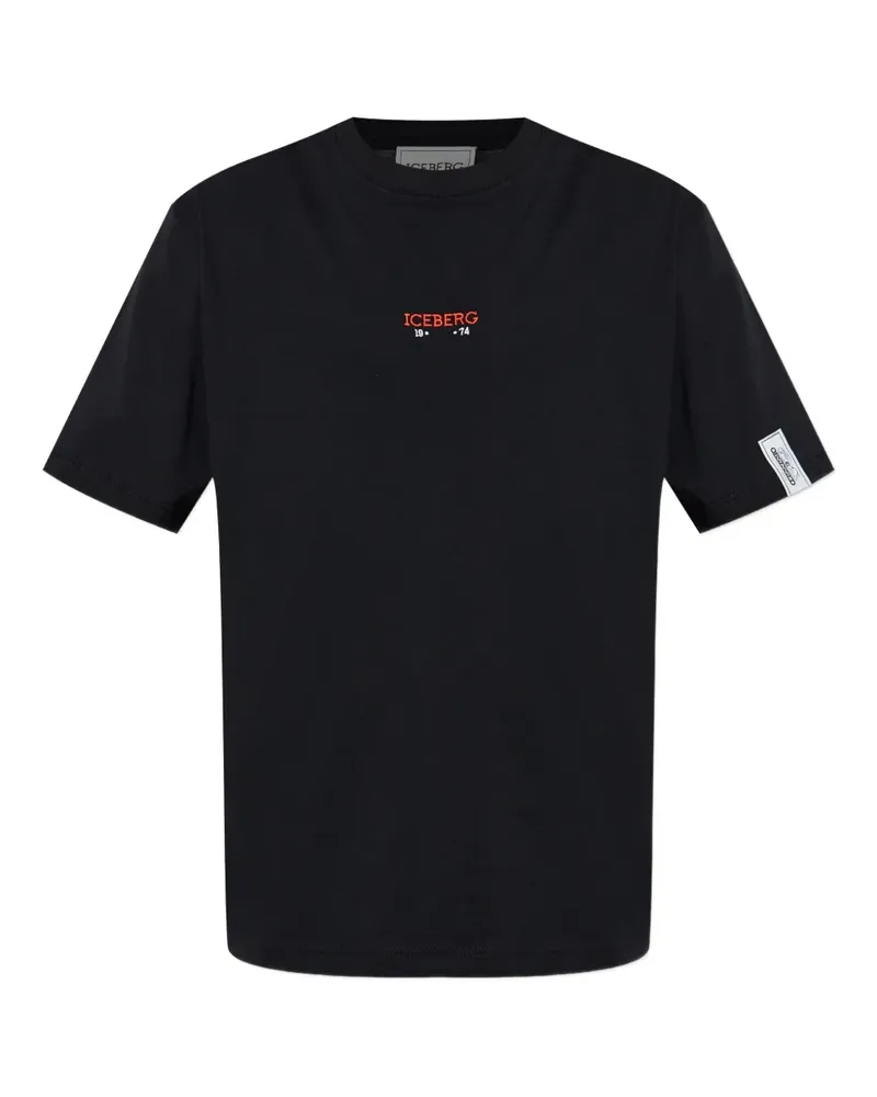 Iceberg T-Shirt mit Logo-Stickerei - Schwarz Schwarz