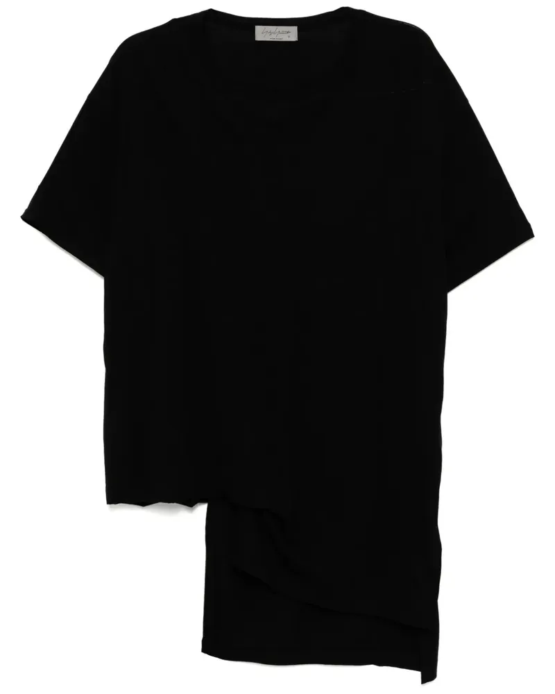 Yohji Yamamoto Asymmetrisches T-Shirt - Schwarz Schwarz