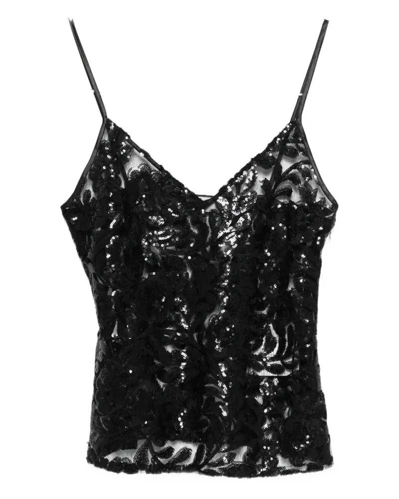 Golden Goose Paillettenoberteil mit V-Ausschnitt - Schwarz Schwarz