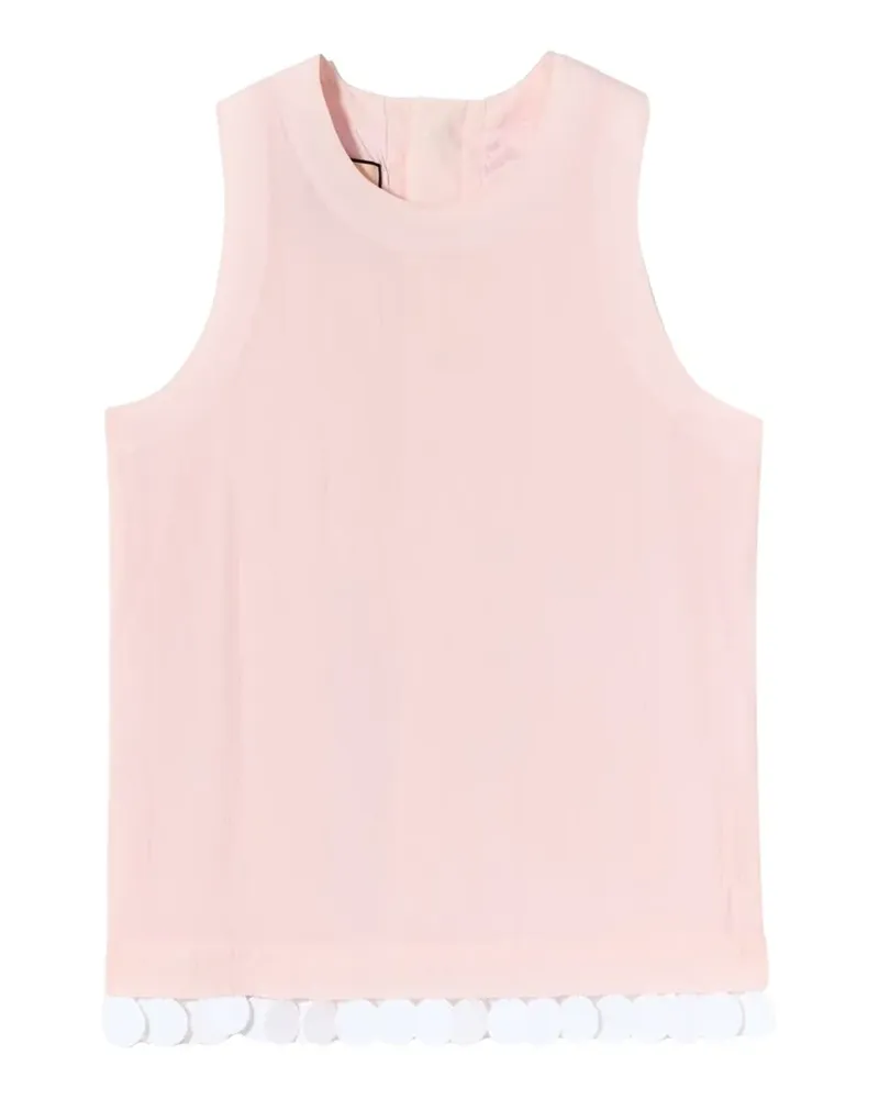 PLAN C Tanktop mit Pompons - Rosa Rosa