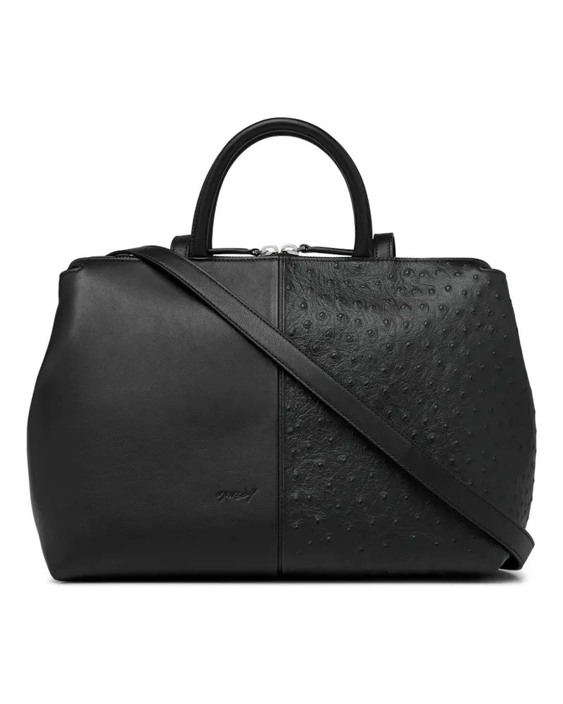 Marsèll 4 Dritta Spezzata Tote Bag mit Einsätzen in Straußeneffekt - Schwarz Schwarz