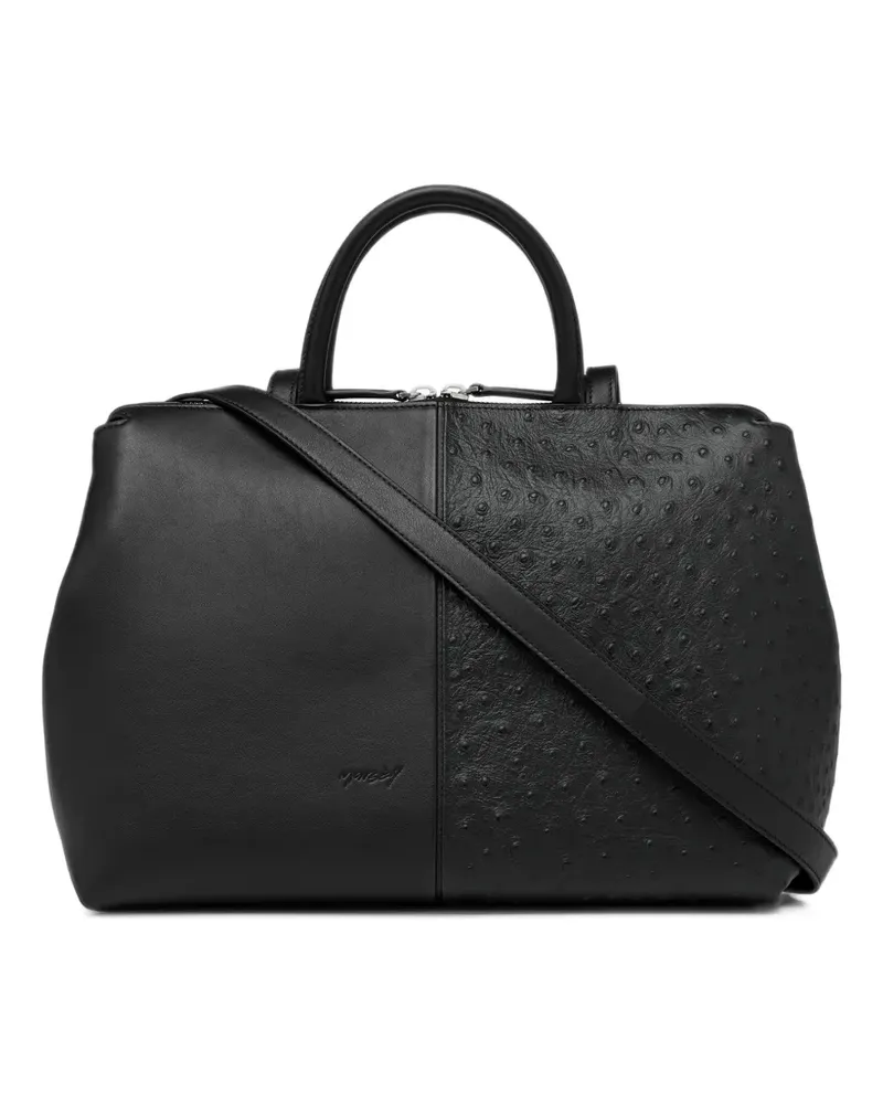 Marsèll 4 Dritta Spezzata Tote Bag mit Einsätzen in Straußeneffekt - Schwarz Schwarz