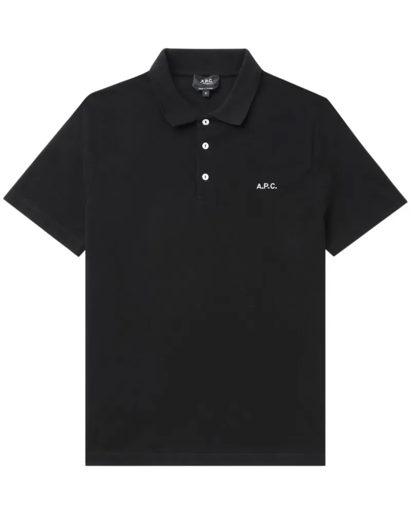 A.P.C. Poloshirt mit Logo-Stickerei - Schwarz Schwarz