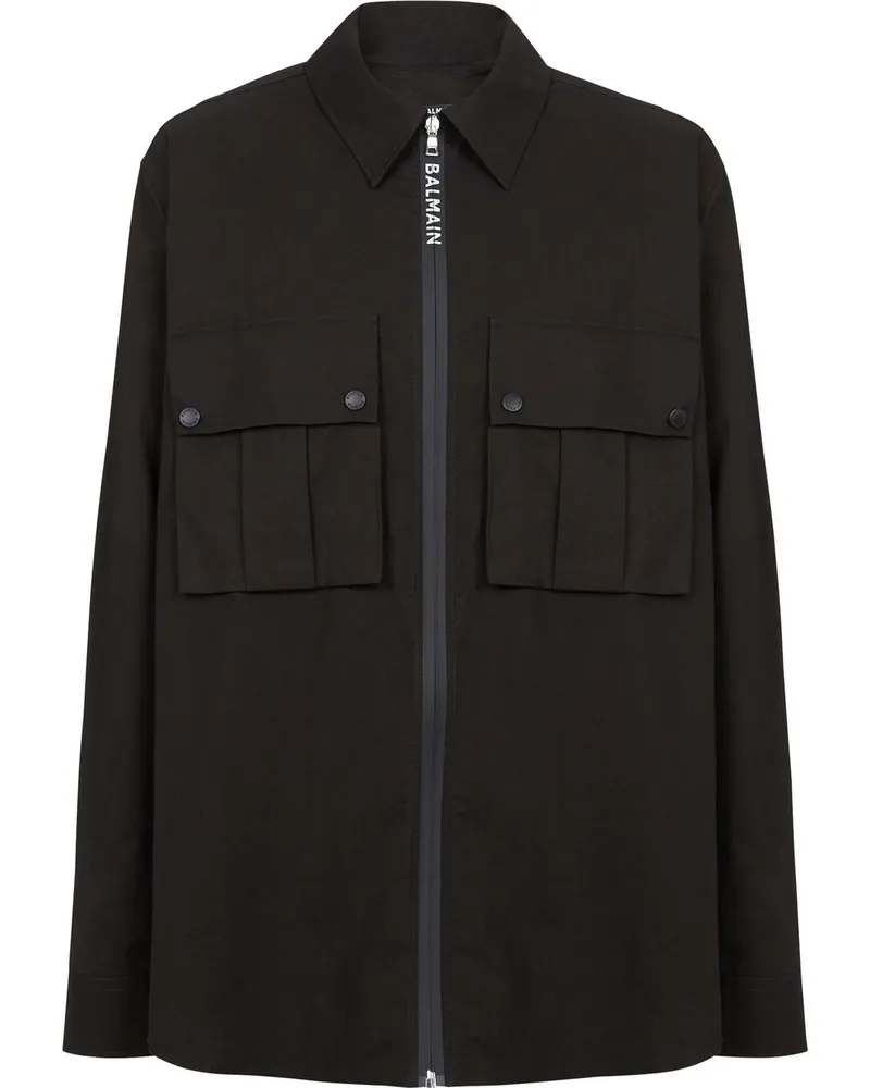 Balmain Hemd mit Reißverschluss - Schwarz Schwarz