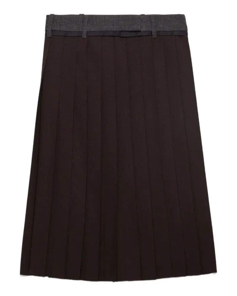 Prada Falten-Midirock mit Ziernaht - Braun Braun