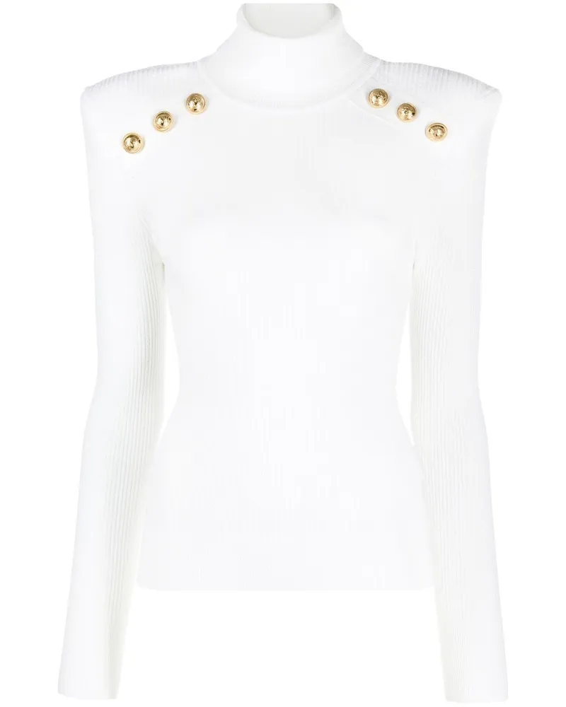 Balmain Gerippter Pullover - Weiß Weiß