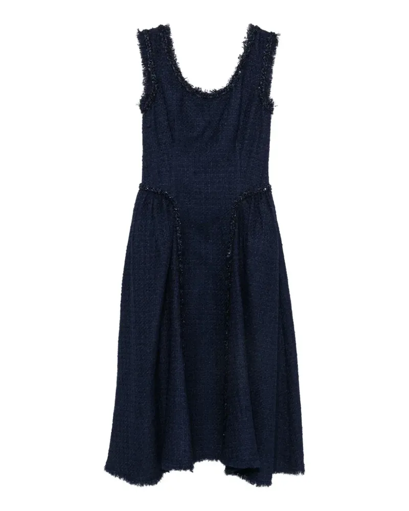 Self-Portrait bouclé-texture midi dress - Blau Blau