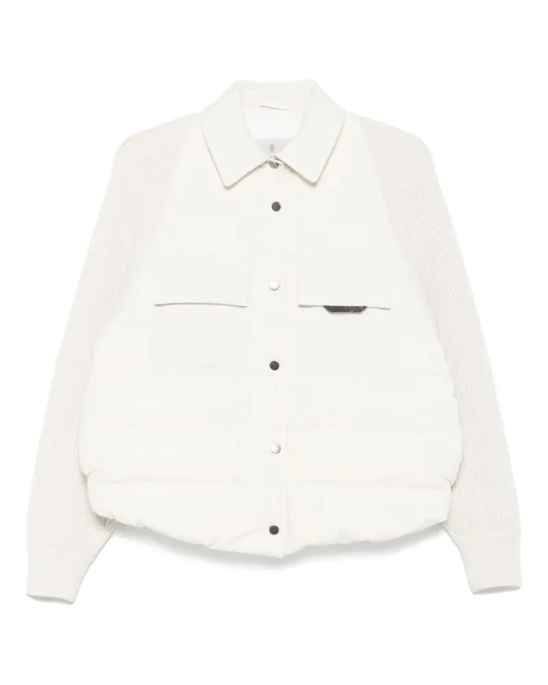 Brunello Cucinelli Jacke mit Kontrasteinsätzen - Weiß Weiß