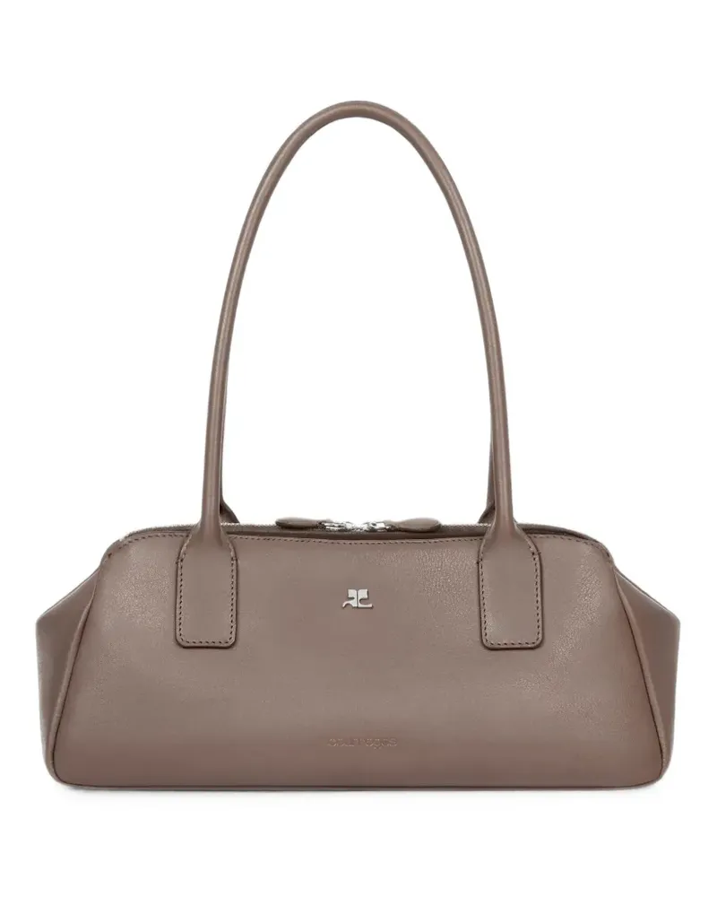 Courrèges Gestreifte Strip Tote Bag mit Logo-Schild - Grau Grau