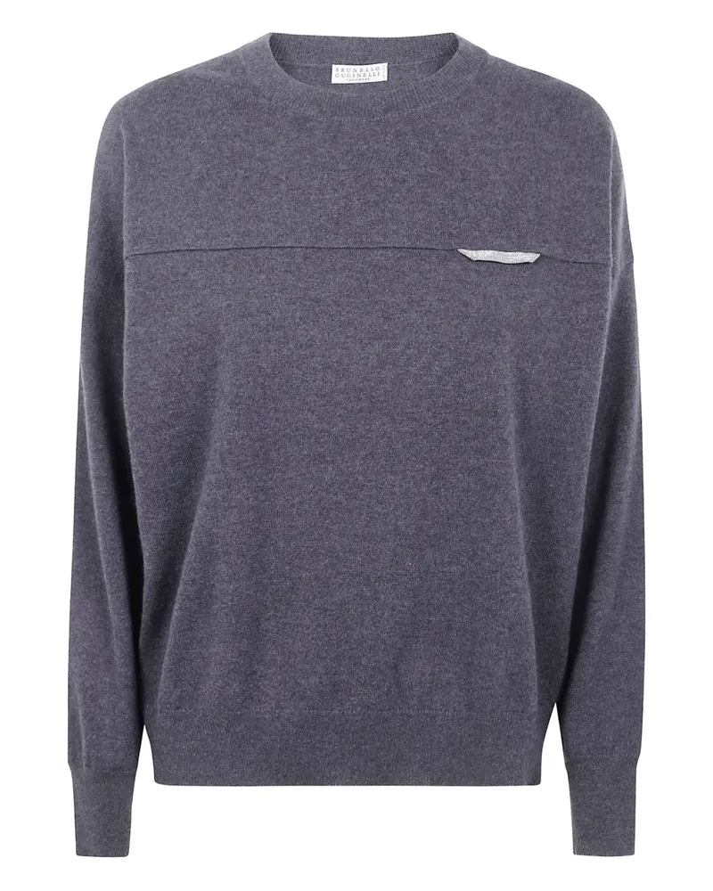 Brunello Cucinelli Sweatshirt mit Einsätzen aus Kaschmir - Grau Grau