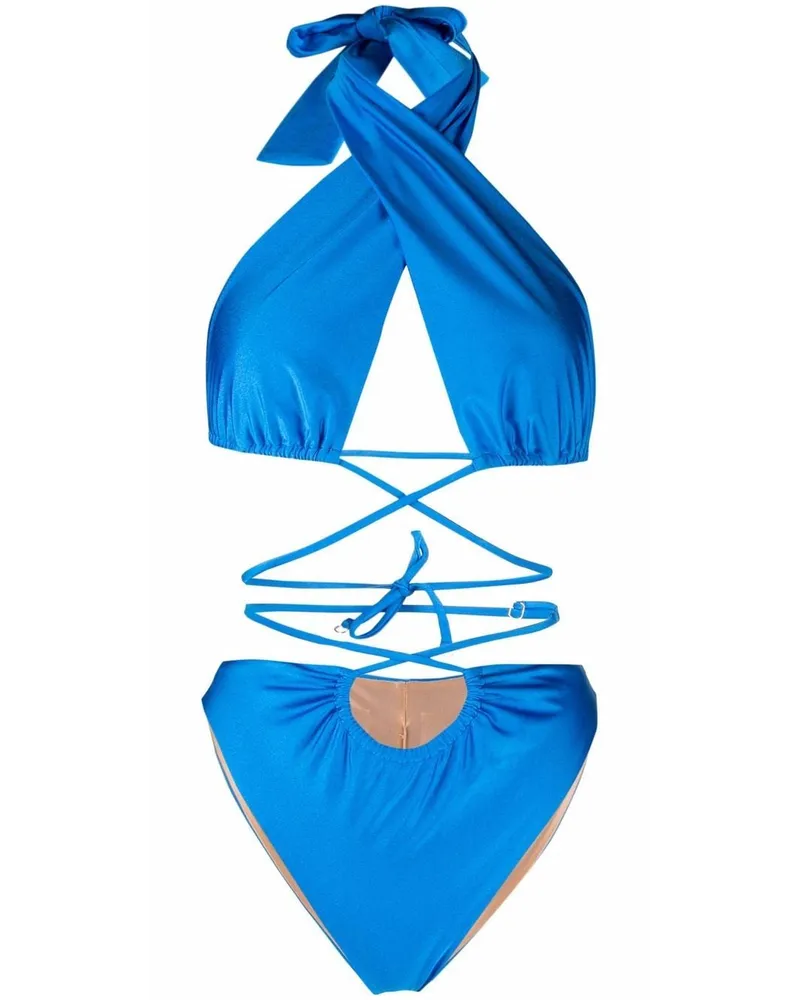 Noire Swimwear Neckholder-Badeanzug - Blau Blau