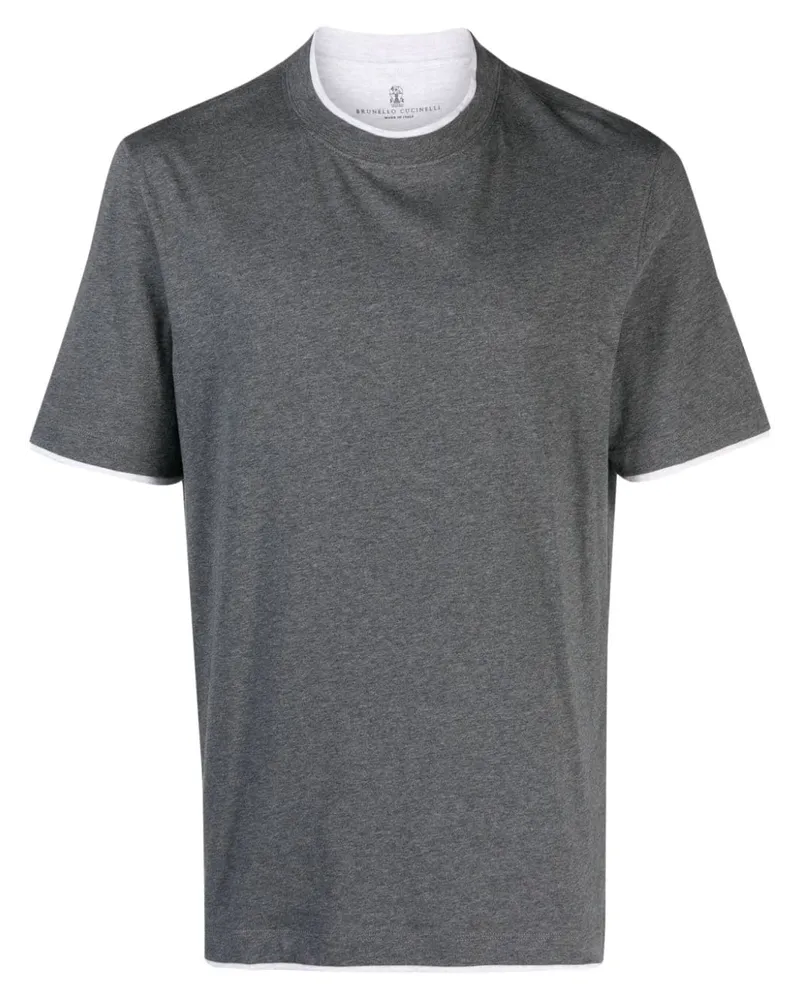 Brunello Cucinelli T-Shirt im Layering-Look - Grau Grau
