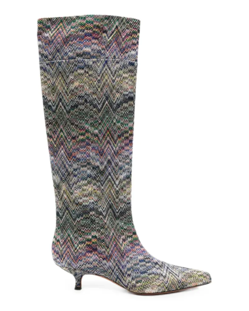 Missoni Kitten-Heel-Stiefel mit Zickzackmuster - Blau Blau