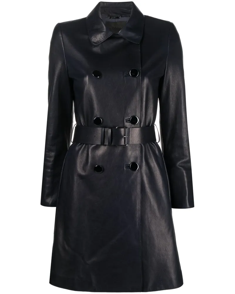 Giorgio Armani Trenchcoat aus Leder - Blau Blau