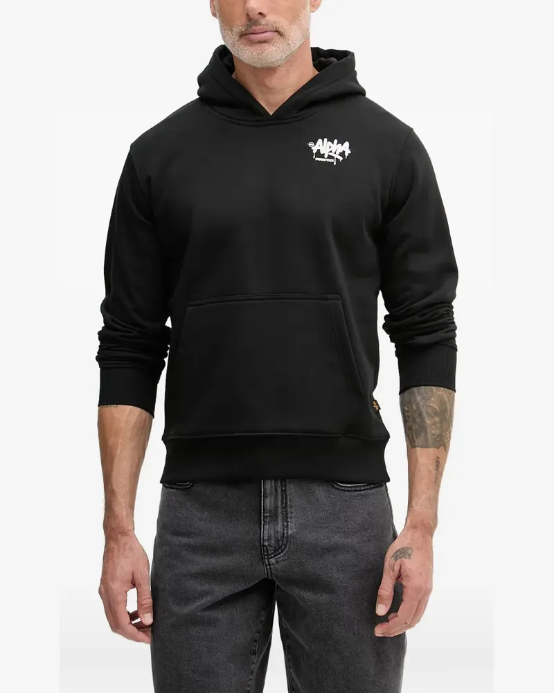 Alpha Industries Alpha Signature pouch-pocket hoodie - Schwarz Schwarz