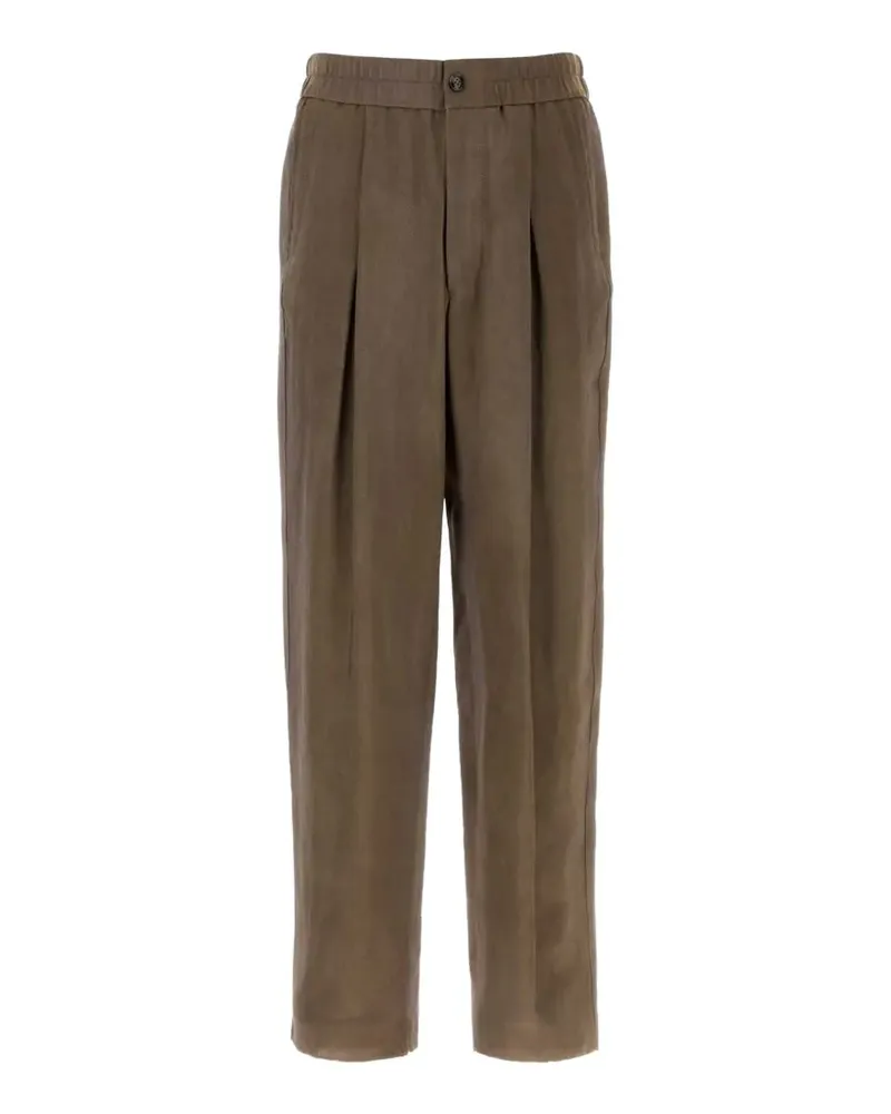 Giorgio Armani pleated elasticated-waist trousers - Braun Braun