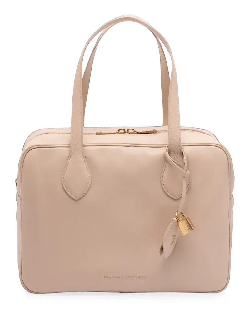Brunello Cucinelli Shopper mit Logo-Print - Nude Nude