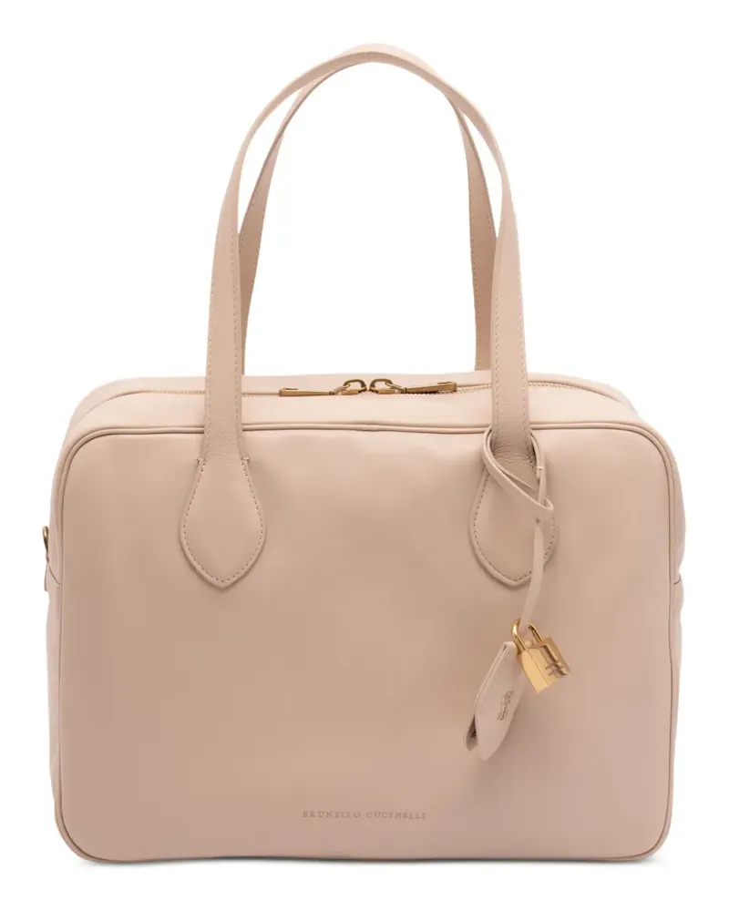Brunello Cucinelli Shopper mit Logo-Print - Nude Nude