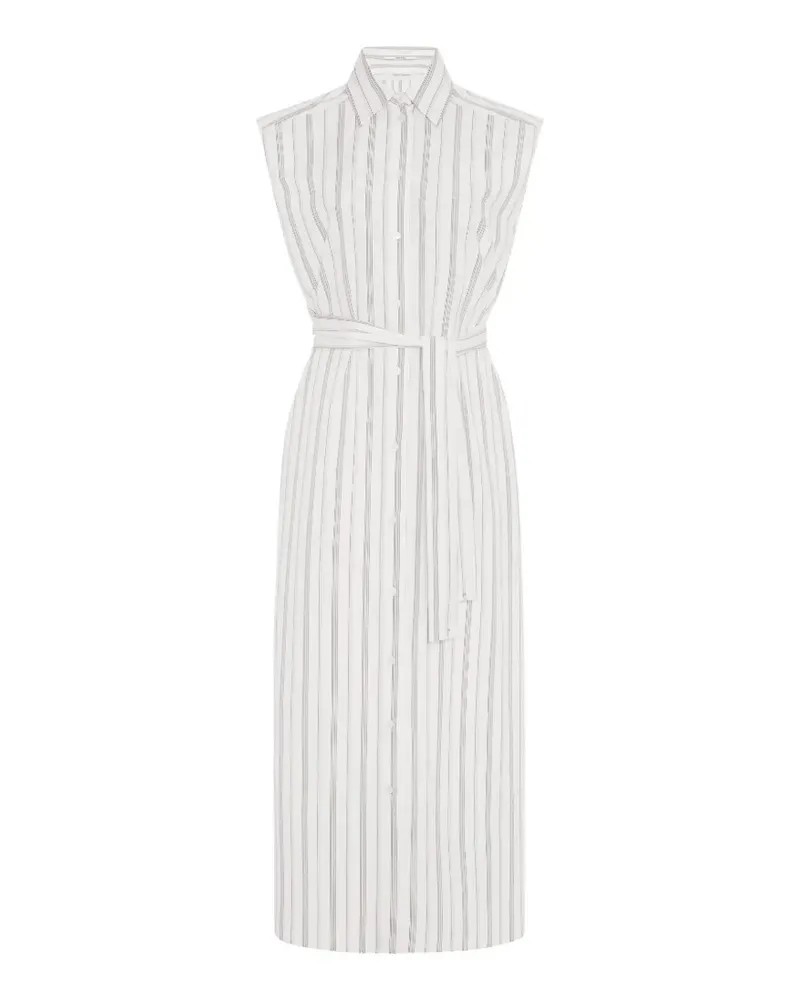 Another Tomorrow striped sleeveless midi dress - Weiß Weiß