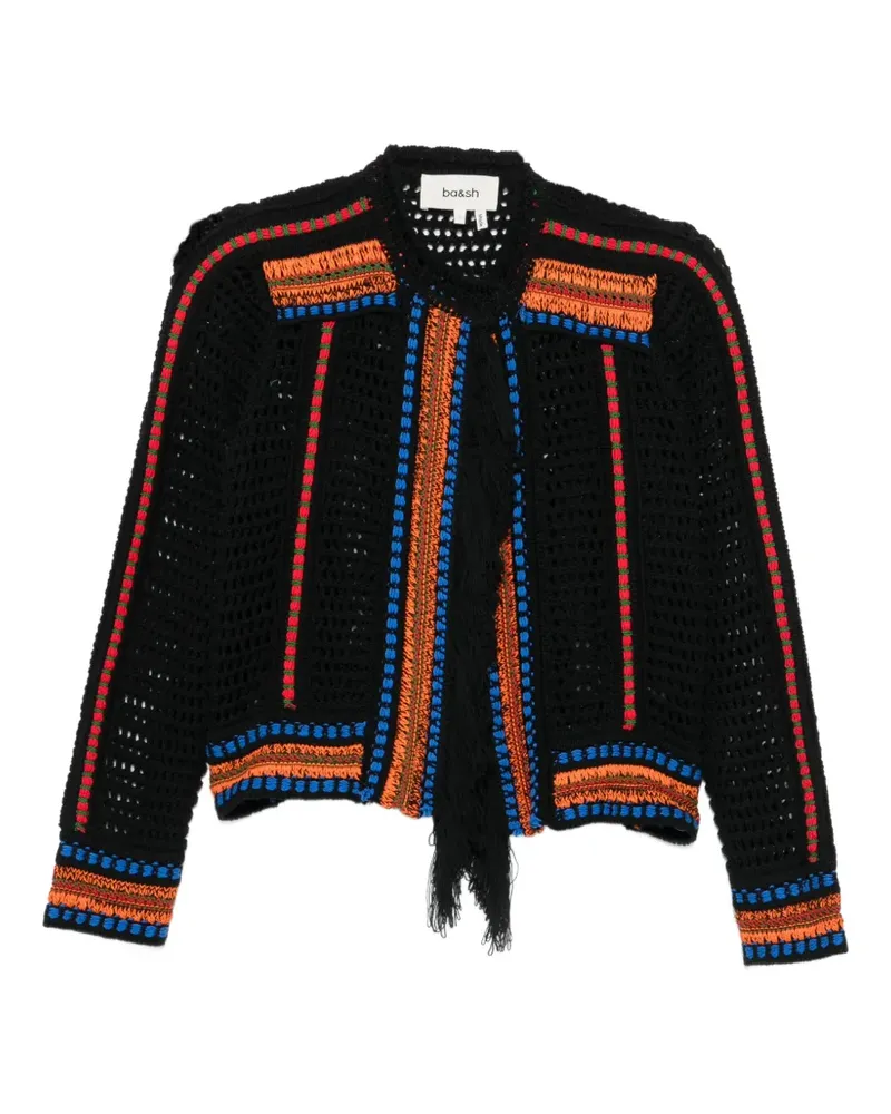 ba&sh Bianca crochet-knit fringed cardigan - Schwarz Schwarz