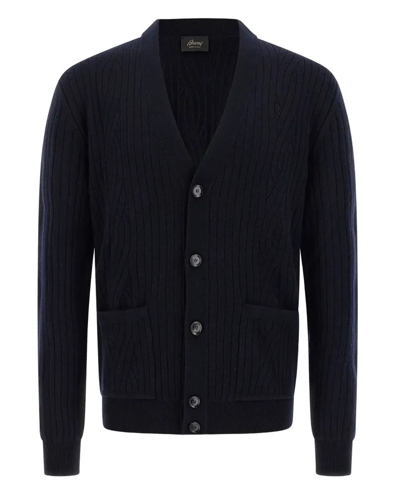 Brioni Gerippter Cardigan - Blau Blau